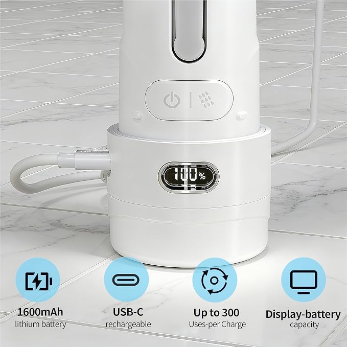 Portable Bidet for Travel, Personal Hygiene Sprayer Bottle for Women Men, Mobile Bidet Portable for Toilet,Electric Handheld High-Pressure Foldable USB-C Battery-Powered（White）
