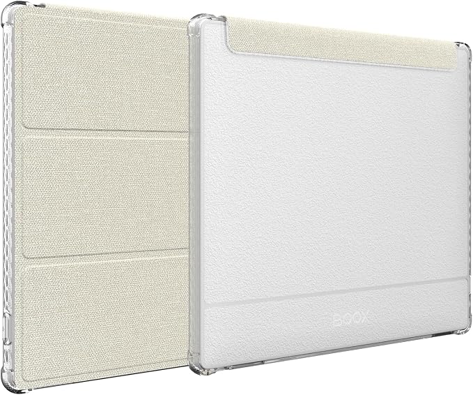 TUDIA SKN FLIP Designed for Onyx Boox Go 7 / Go Color 7 Case (Gen 1 & 2, 2024/2025) – [Enhanced Auto Wake/Sleep Function] Slim Shockproof Trifold 7" Cover with Transparent TPU Back (Beige)