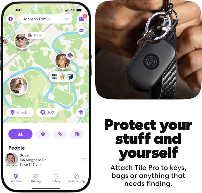 Tile by Life360 Pro - Powerful Bluetooth Tracker, Key Finder and Item Locator for Keys Bags, and More. Both iOS and Android Compatible. Phone Finder. 4-Pack (Black/White)