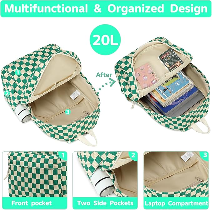 Bluboon School Backpack for Teen Girls Bookbags Elementary High School Corduroy Laptop Bags Women Travel Daypacks