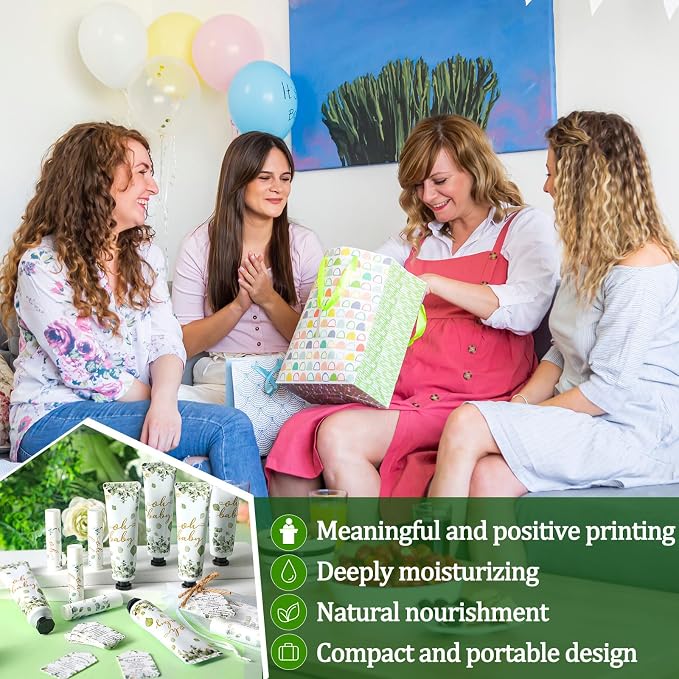 48 Sets/192 Pcs Sage Green Baby Shower Gifts for Guests Bulk Greenery Oh Baby Shower Hand Cream and Lip Balm Eucalyptus Travel Size for Girl Boy Gender Reveal Games Prizes Bridal Wedding