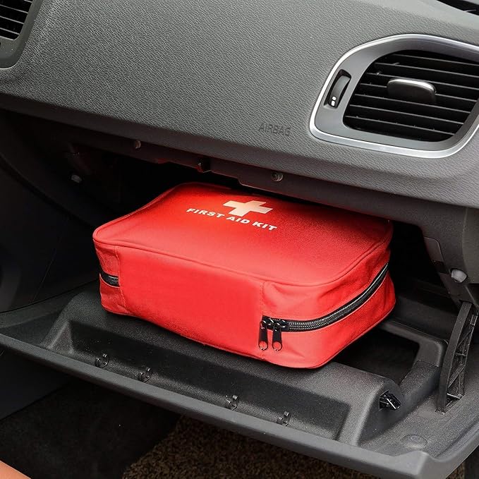 Red First Aid Kit Bag Empty Travel First Aid Bag Responder Storage Compact Survival Medicine Emergency Rescue Pouch Bags for Home Office Car Camping Kitchen Sport Outdoors (Empty, No Contents)