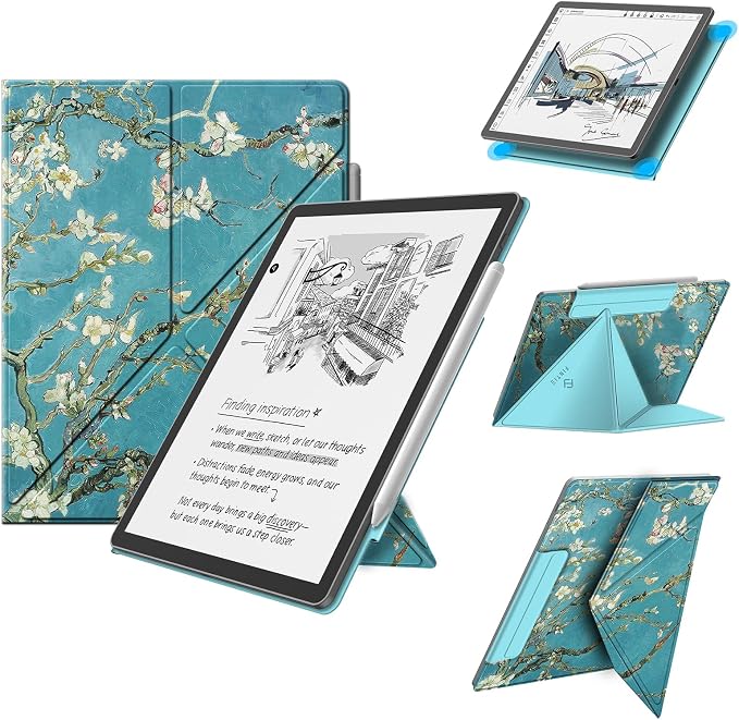 Fintie Case for 11" Kindle Scribe 2025 (3rd Gen) and Kindle Scribe Colorsoft 2025 (1st Gen), Slim Lightweight Multi-Viewing Angles Stand Detachable Magnetic Cover with Pen Buckle, Blossom