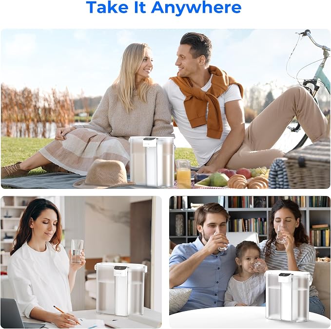 Waterdrop ED02W Compact Electric Water Filter Pitcher, 200-Gallon Rechargeable Instant Powerful Dispenser, NSF/ANSI 42&53&401&372, Reduce PFOA/PFOS, Lead, Chlorine, 14-Cup, NOT Reduce TDS, White
