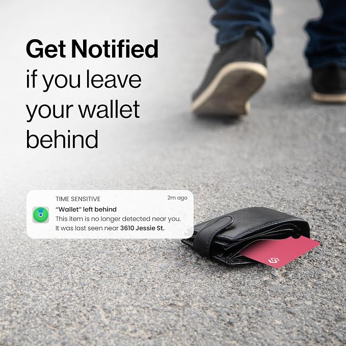 SPOTMINDERS Apple MFi Certified Credit Card Wallet Tracker PRO Pink (iOS Only) Travel Essentials for Women Works with Apple Find My Rechargeable Tracking Card IP68 0.07in Slim Item Finder for Passport