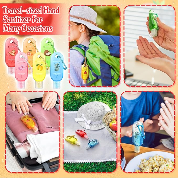 24 Pack Scented Hand Sanitizer Keychain Gift Strawberry Mini Travel Size Hand Sanitizer Gel Bulk 1 oz Employee Thank You Gift for Teacher Coworker Team Nurse Summer Graduation Party Supplies