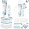 30 Sets Moisturizing Hand Cream Lotion Lip Balm Kit Bulk for Wedding Thank You Welcome Return Gifts Something Blue Floral Theme Birthday Baby Shower with Tags Organza Bags Rustic Vintage Aesthetic