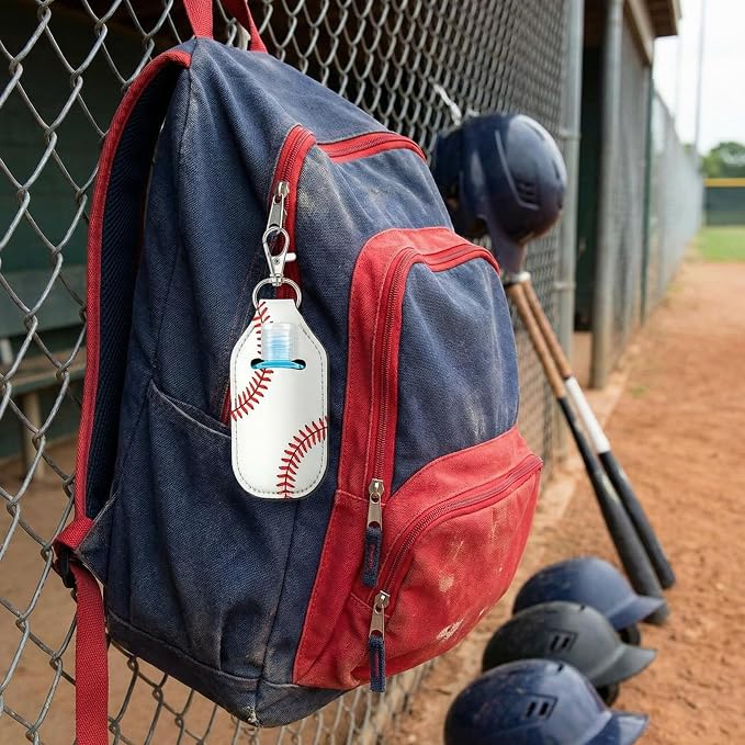 Frienda 48 Pack Baseball Party Favors Set 24 Pcs Mini Hand Sanitizers and 24 Pcs Keychain Holders Travel Size Sanitizers for Baseball Players Coaches Fans Gifts for Team Sports Party Supplies