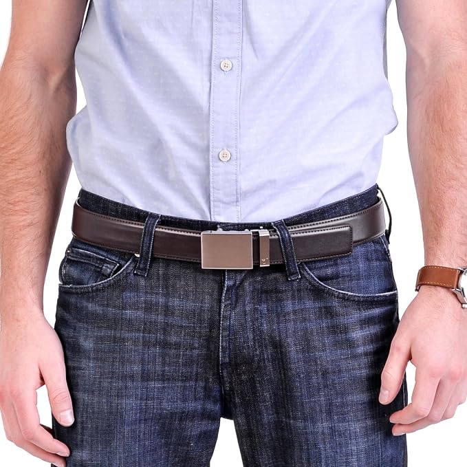 Mission Belt Men's Leather Ratchet Belt, 40mm Metal Collection