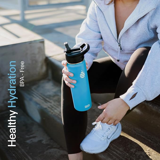 Clearly Filtered Water Bottle | Targets/Removes 200+ Contaminants, Double-Wall Insulated Stainless Steel, BPA/BPS Free, Phthalate Free, Filters Flouride Leads Chlorine (20oz, Sage Gray)