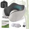 Cirorld Neck Pillow for Traveling, Travel Pillows for Airplanes,100% Pure Memory Foam Travel Neck Pillow, Adjustable Flight Pillow, Portable Plane Accessories with Eye Mask, Earplugs, Carry Bag