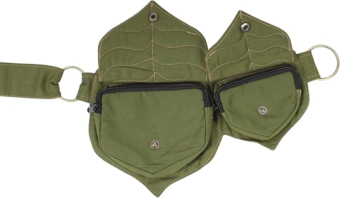 Cotton two Leaf Pocket Waist Belt-Sage