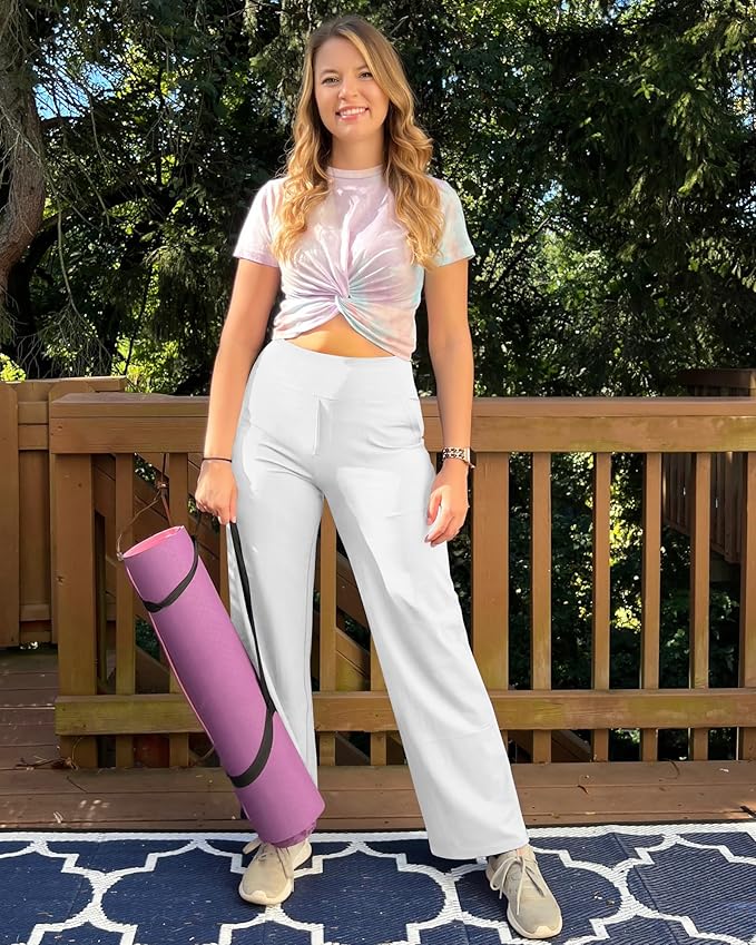 G4Free EverGoing Yoga Pants Women Wide Leg Pants with Pockets High Waist Stretch Dress Casual Sweatpants Petite/Regular/Tall