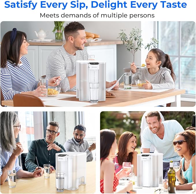 Waterdrop ED04W-L Mega Electric Water Filter Dispenser, Large 27-Cup, 200-Gallon Rechargeable Instant System, NSF/ANSI 42&53&401&372, Reduce PFOA/PFOS, Lead, Chlorine, Does not Lower TDS, White