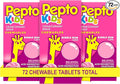Pepto Kids Bubblegum Antacid Tablets Chewable, Upset Stomach Relief for Kids, Heartburn Relief, Acid Indigestion and Sour Stomach Relief, 72 Chewable Tablets (3x24 ct)