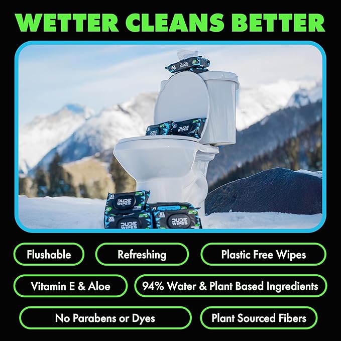 DUDE Wipes MentHOLE XXtreme Flushable Wipes - Menthol Infused Extra-Large Adult Wet Wipes - 6 Pack (288 Count) - Infused with Menthol for a Cooling Sensation - Septic and Sewer Safe