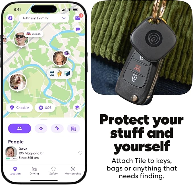 Life360 Tile - Bluetooth Tracker, Keys Finder and Item Locator for Keys, Bags and More. Phone Finder. Both iOS and Android Compatible. 2-Pack (Black)