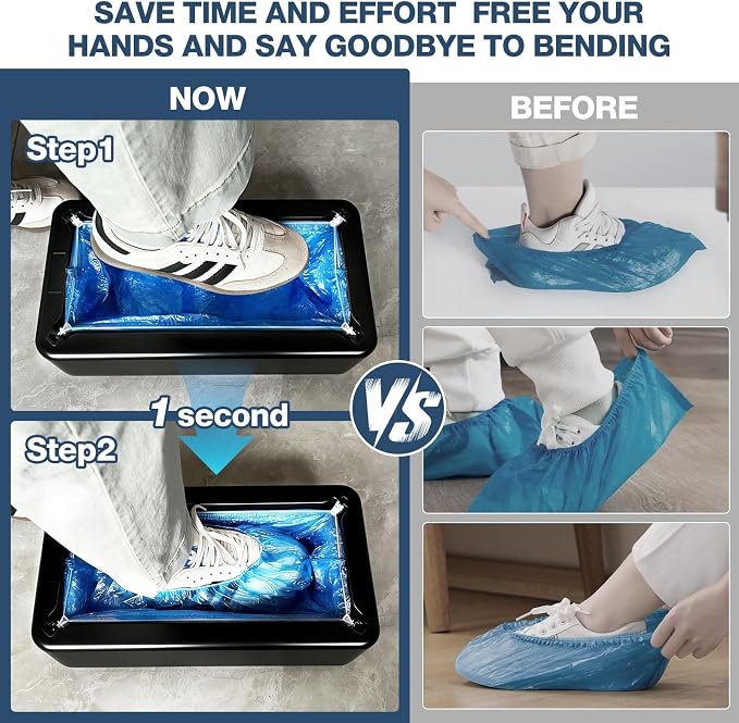 Shoe Cover Dispenser Containing 200pcs Shoe Covers Disposable Non Slip High Quality Automatic Shoe Cover Machine with Disposable Shoe Covers for Indoors for Most Occasion and Shoes Size