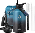 RAYMYLO Insulated Water Bottle 64 oz, Triple Wall Vacuum Stainless Steel (Cold for 48 Hrs), Leak Proof & Non-BPA, Half Gallon Water Flask Jug with Paracord Handle & Straw Spout Lids