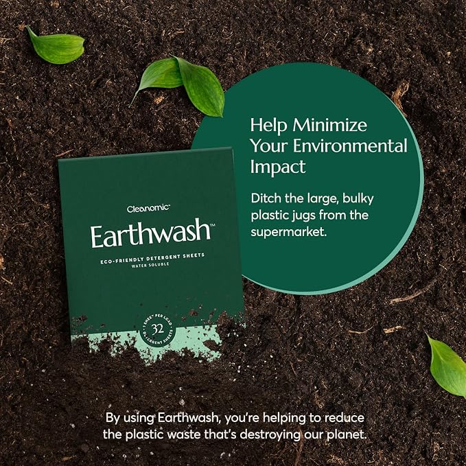 Earthwash Laundry Detergent Sheets (Up To 320 Loads) 160 Scent Free Sustainable Sanitizer Strips - Ideal for Travel & Home Liquidless Laundry by Cleanomic