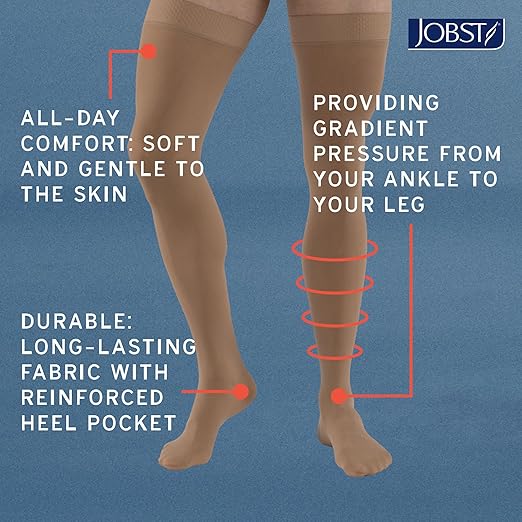 JOBST Relief 15-20 mmHg Compression Stockings, Knee High, Closed Toe, Beige, Medium