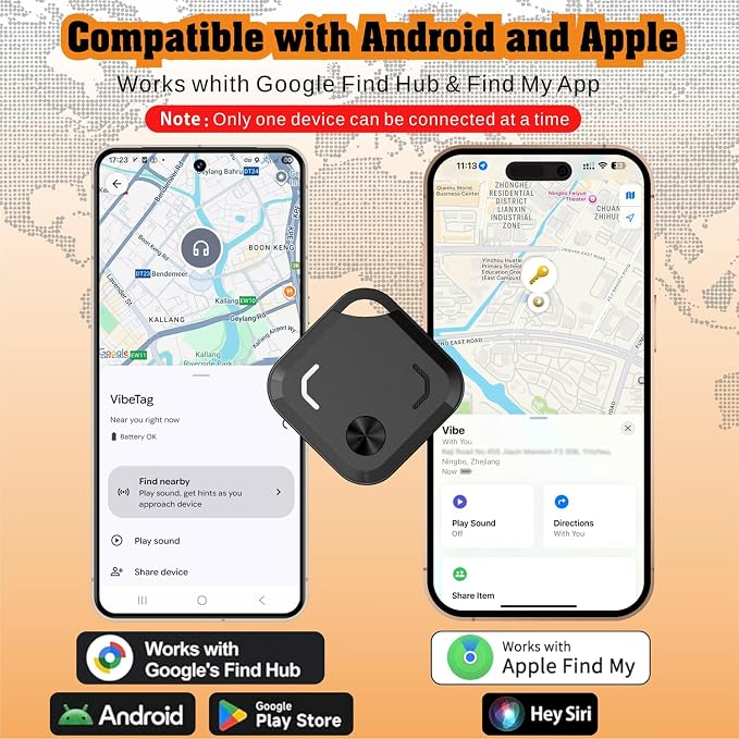Reyke Android Air Tracker Tags-4 Pack for Both iOS & Android Phones, Dual System Bluetooth Tracker Compatible with Apple Find My (iOS) & Google Find Hub (Android) Device for Luggage, Keys, Backpack