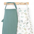 Haleeone Muslin Nursing Cover for Breastfeeding, Privacy Breathable Breastfeeding Cover with Arch Neckline for Mom, 100% Cotton Nursing Apron, Floral and Green