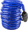 DocksLocks Weatherproof Coiled Security Cable Lock (5ft to 25ft Lengths) with Resettable Combination, Anti-Theft Protection for Kayaks, Bikes, Paddleboards, Scooter, Equipment, Bicycles and More 10ft