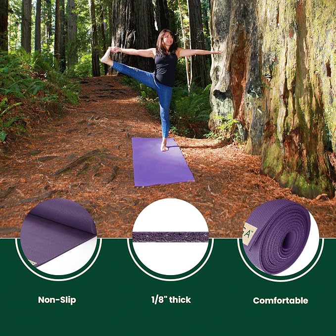 JadeYoga Travel Yoga Mat - Packable, Lightweight, and Portable Yoga Mat - Non-Slip Natural Rubber Mat for Women & Men - Great for Yoga, Home, Gym, Pilates, Fitness, and Stretching