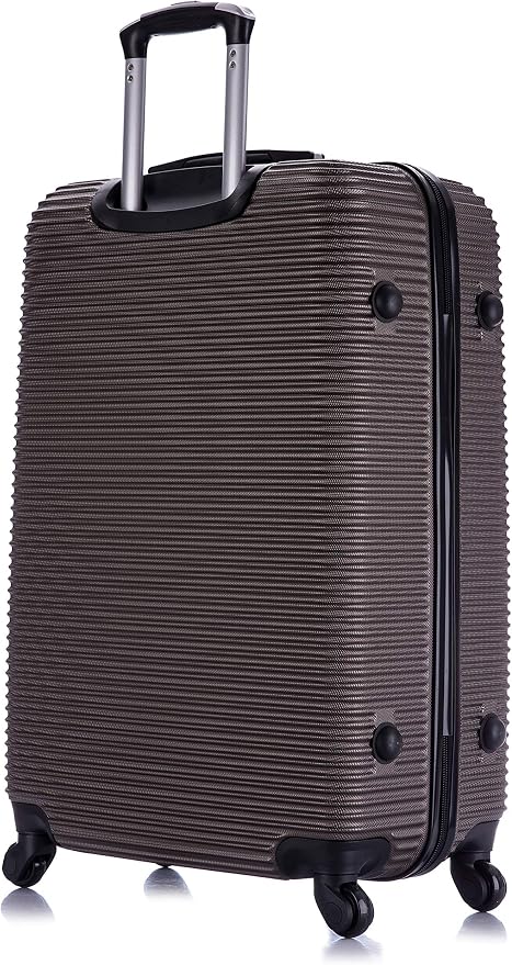 InUSA ROYAL Hardside Spinner Luggage with Ergonomic Handles | Spacious Travel Suitcase with Four Spinner Wheels and Studs | 28 Inch Large Hardside Spinner Luggage | Brown