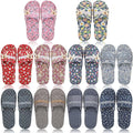 Chuarry 10 Pairs Floral Cotton House Slippers for Guest Women Washable Indoor Cotton Slippers Comfortable Soft Open Toe Slipper Portable Foldable Slipper for Hotel Travel Airplane Spa, 2 Sizes