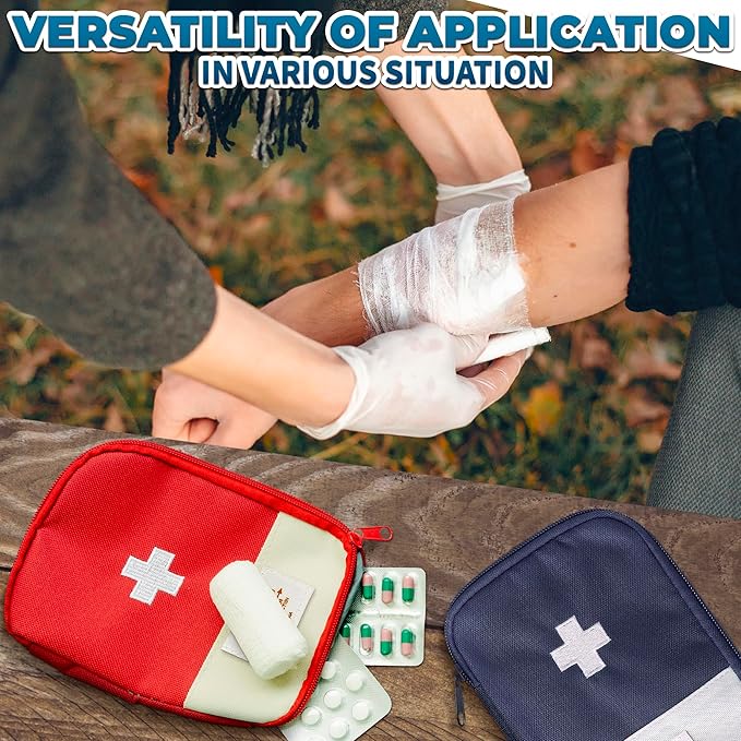 2 Pcs Travel First Aid Bag Empty Portable Storage - Small Medical Bag Empty with Multiple Compartments, 7.1x5.1" Small First Aid Pouch with Zipper Closure - Outdoor Adventure Gift for Camping & Hiking