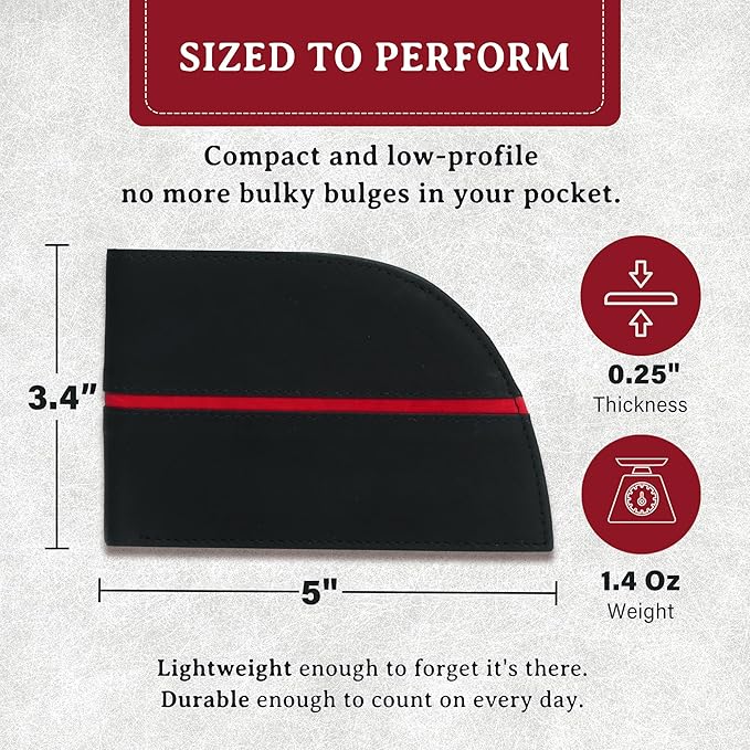 ROGUE WALLET Genuine Leather Front Pocket Wallets for Men - Spacious RFID Blocking Thin Leather w/ 3 Card Slots, Billfold Section & More - Perfect Gifts for Men (Red Line)