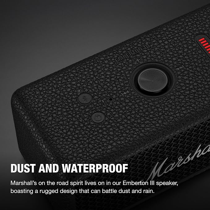 Marshall Emberton III Portable Bluetooth Speaker - Rugged Waterproof/Dust-Proof Design | Loud Stereo Sound, Deep Bass | Compact and Wireless for Travel and Outdoors - Black and Silver
