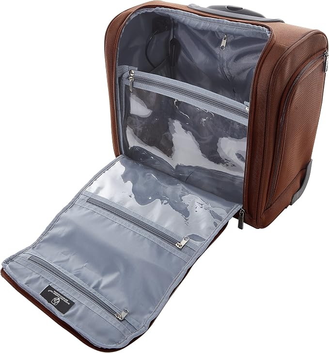 TPRC 15” Underseat Carry-On Luggage Airline Approved Personal Item with USB Charging Port, Brown