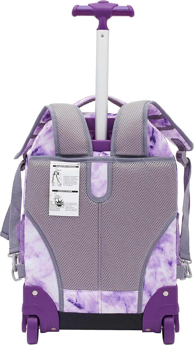 Travelers Club 18" Rolling Backpack with Shoulder Straps, Purple Tye