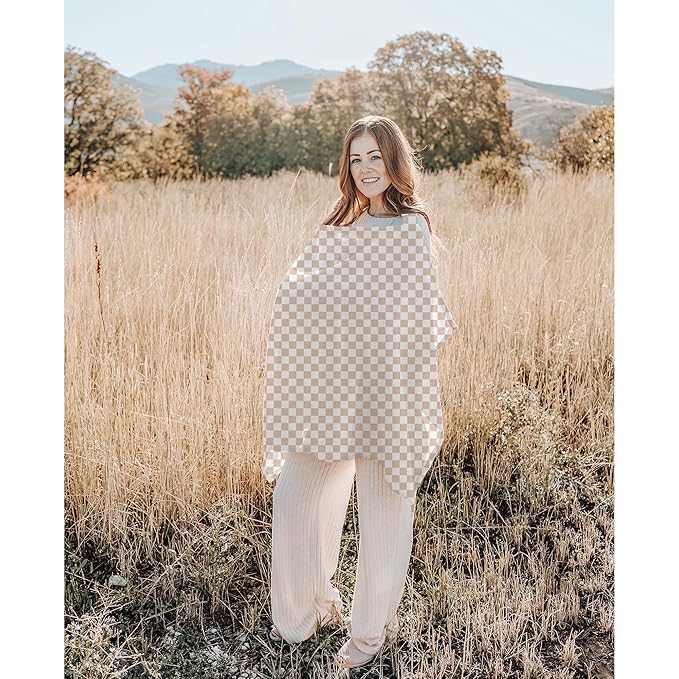 Konssy 2-Pack Muslin Nursing Cover Up for Breastfeeding Moms with Rigid Hoop, 100% Cotton, Lightweight & Breathable Breastfeeding Cover, Adjustable & Comfort
