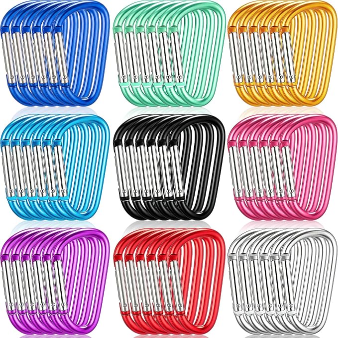 Shimeyao 180 Pcs Small Aluminum Clip Keychain Buckle Clip Bulk Mini Aluminum Ring Shape Small Lock Spring Snap Hook