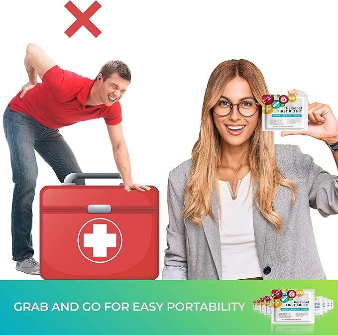 First Aid Emergency Medical Kit Mini and Travel Size - | Great for Kids, Schools, Business, Hiking, Camping | Wound Care Products (Multi-Color) (1)