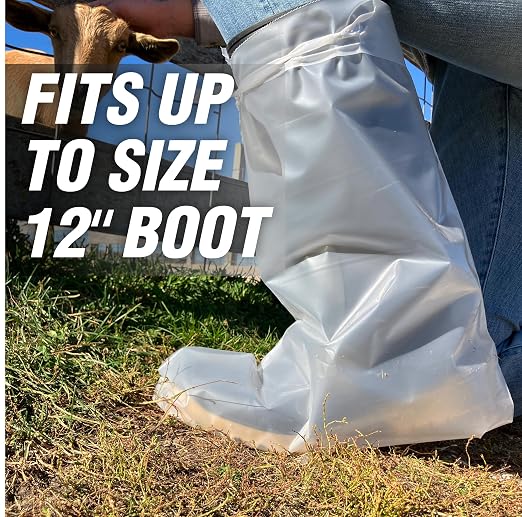 SHARPLEX 6 Mil Quick Tie Protective Boot Cover; for Farm Operations, Biosecurity and Barrier Protection, Box of 50 (25 Pairs), 16.5” Long, 20.5” High, XL