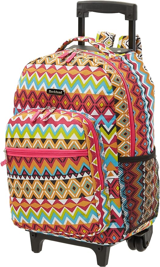 Rockland Double Handle 17" Rolling Backpack, Tribal