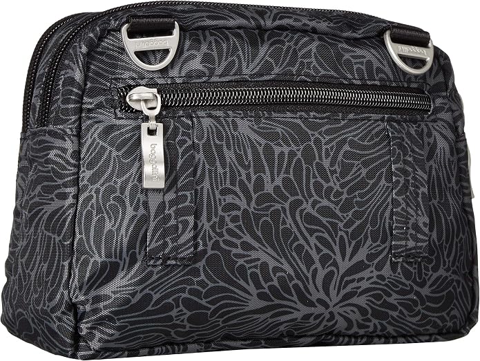 Baggallini Triple Zip Small Crossbody Bag for Women - Lightweight Convertible Fanny Pack Belt Bag