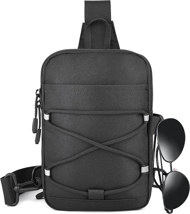 MOZETO Mini Sling Bag, Mens Travel Hidden Anti-theft Pocket Small Crossbody Bag, Water Resistant Phone Holder Casual Utility Chest Side Pack | Anti-Theft, Credit Card Slot, Lightweight, Water Resistant, Detachable Strap