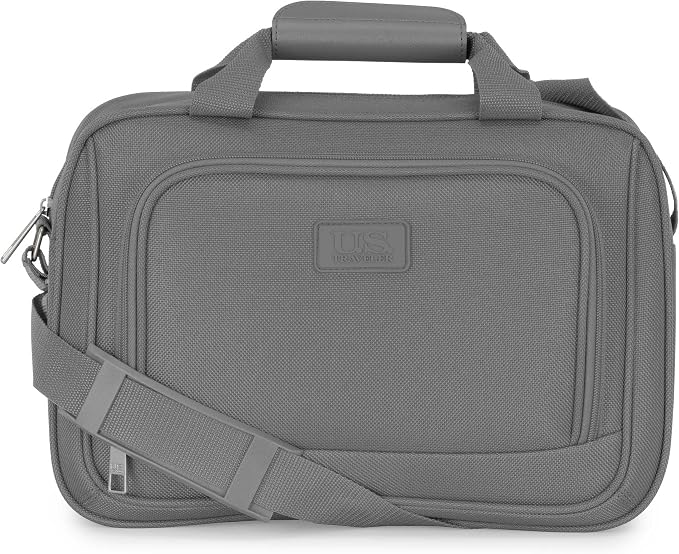 U.S. Traveler Rio Lightweight Softside Rolling Carry-on Suitcase, 4-Wheel Set, Light Gray