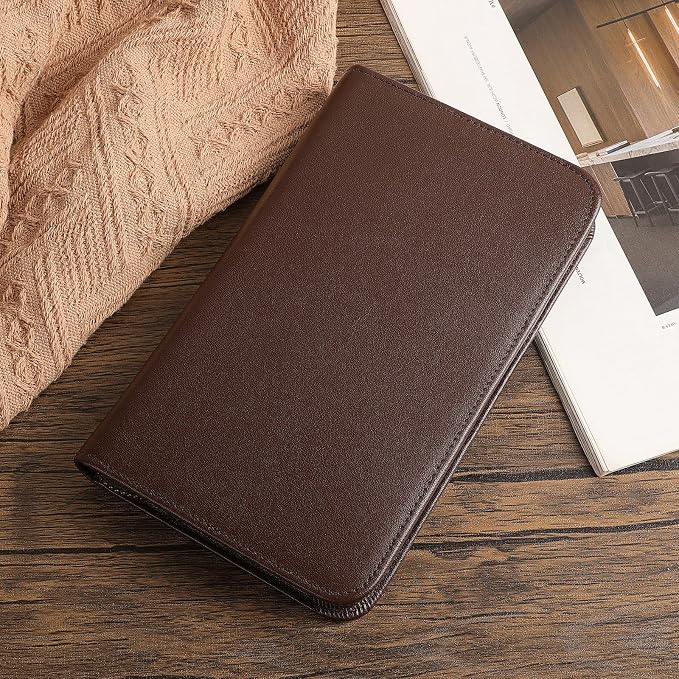 Polare Full Grain Leather Passport Holder Cover Case for Men RFID Blocking Travel Wallet Holds 4 Passports (Coffee with AirTag Slot)