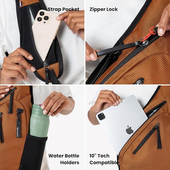 Sherpani Esprit, Anti Theft Sling Bag, Right-Handed Sling Purse, 10L Travel Bag, Crossbody Backpack, Travel Gift, Fits 10 Inch Tablet (Sakura)