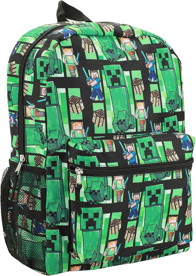 Bioworld Minecraft Creeper All-Over Print 18" Backpack