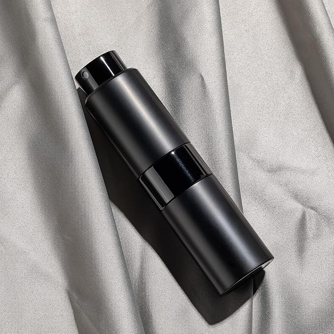 Street27® 8ml Empty Perfume Bottle Refillable Perfume Atomizer Spray Bottle, Portable Mini Pocket Travel Perfume refill bottle Dispenser Glass & Aluminum with 3 Types of Refill Pump - Matte Black