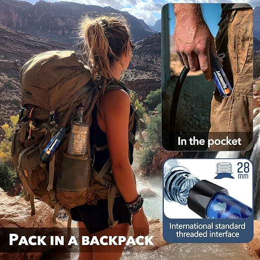 Water Filter Straw - Personal Water Purifier, Camping Water Filtration System, Straw Water Purification - Outdoor Emergency and Survival Gear for Hiking, Camping and Travel (2pcs)