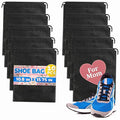 10 Pack Travel Shoe Backpack Set – Non-Mesh Solid 11.8"x15.75" Waterproof Drawstring Shoe Bags for Travel, Clothes, or Wet Gear – Lightweight Storage Organizer and Packing Essential for Women & Men